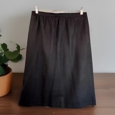 Vintage Wool Skirt Black A-Line Lined Pockets Talon Zipper L Minimalist Academia