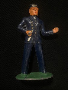 BARCLAY Train Layout Figure Conductor in a Blue Uniform Made In USA 