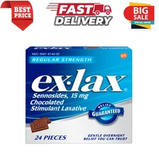 Ex-Lax Regular Strength Chocolated Stimulant Laxative Constipation Relief, 24 Ct