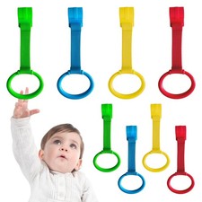 LBOYO 8Pcs Baby Playpen Pull up Rings, Premium Red   yellow   blue   green