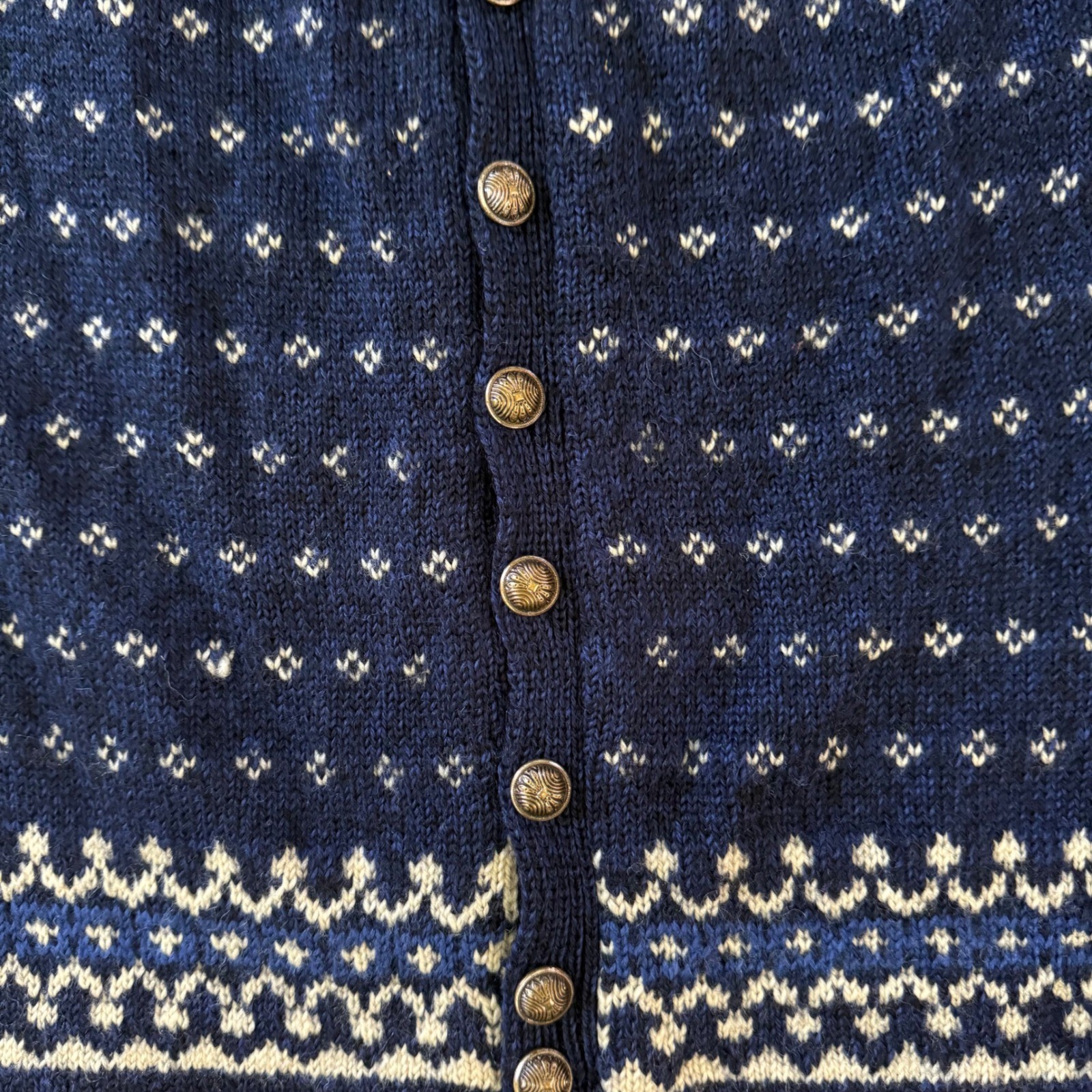 Paul Mage Cardigan Women L Blue Wool Fair Isle Saks Fifth Avenue Denmark Vintage image 7