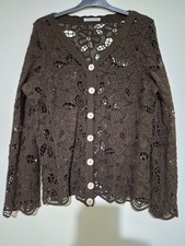 Crochet cardigan chocolate Italian brand 97% cotton top quality button up 10-12