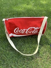 Coca-Cola Vintage  Canvas Zipper Duffle Bag Gym Bag 14”