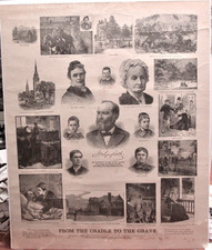 FROM THE CRADLE TO THE GRAVE SCENES IN LIFE OF JAMES GARFIELD 1881 LARGE POSTER
