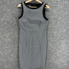 I.N. Studio Dress Women 8 Black Plaid Shift Midi Zipper Sleeveless Round Neck