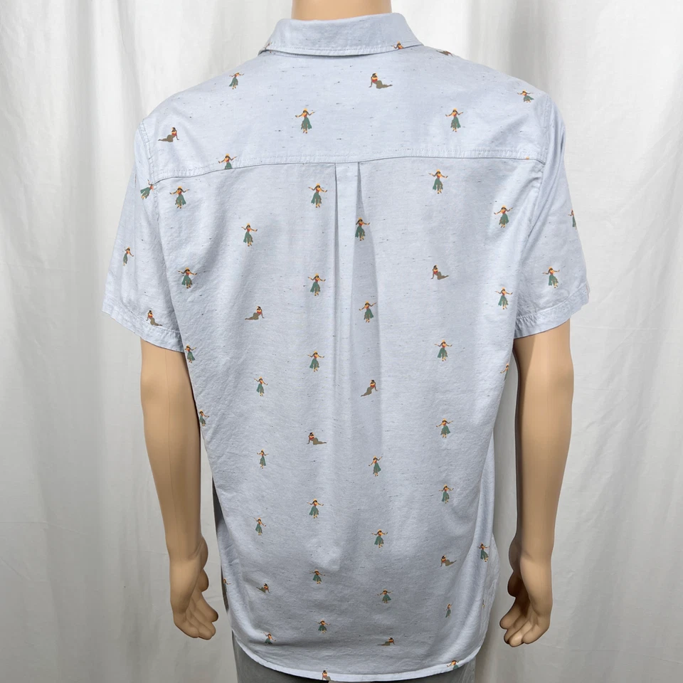Rip Curl Men's XL Light Blue Hawaiian Hula Breach Short Sleeve Button-Up Shirt - Image 4 of 4