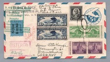 Poste aérienne lettre catapulte vol fronde paquebot Brême 1933 - USA lettre r...