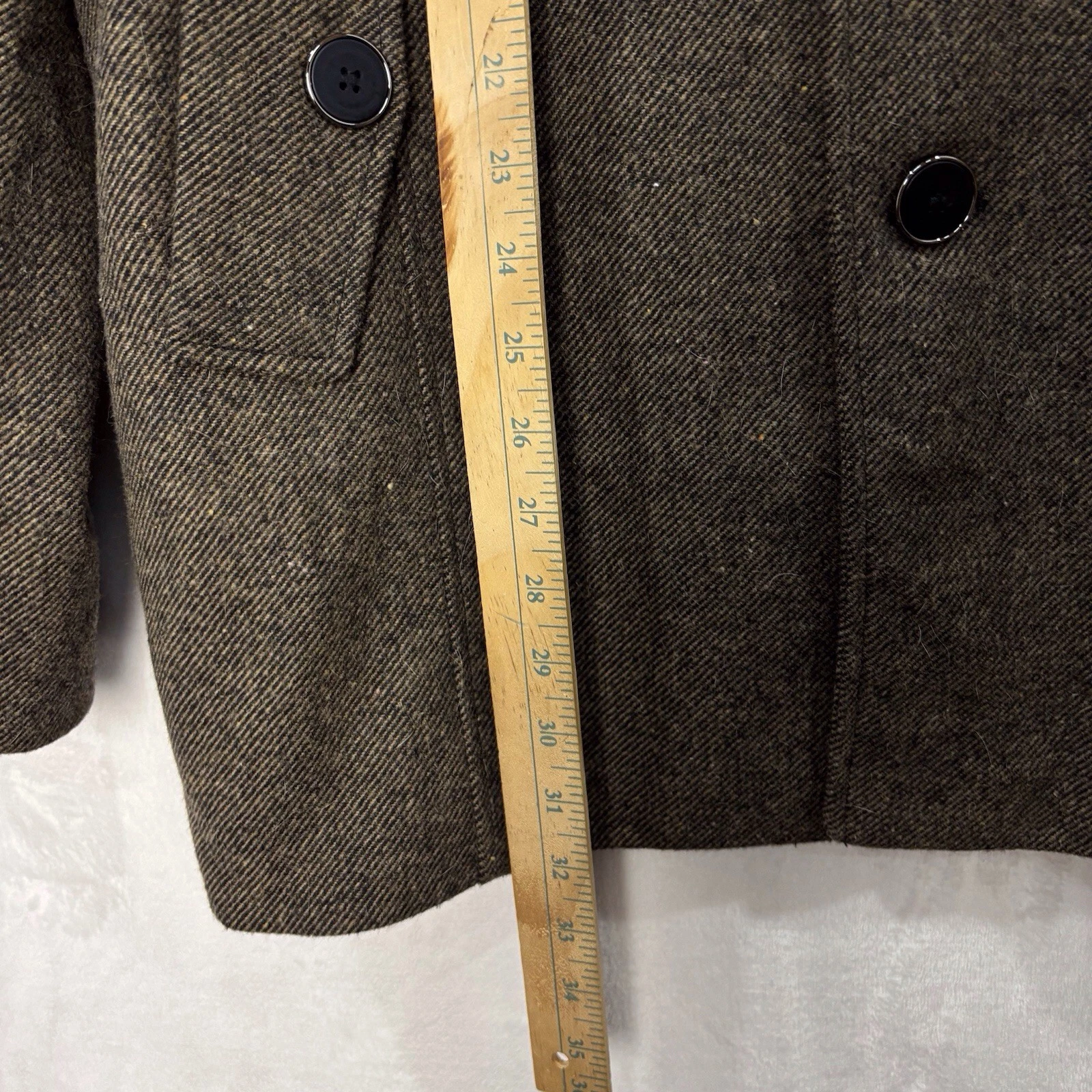 Wantdo Wool Blend Pea Coat Jacket Trench Coat Men L Herringbone Tweed Brown NEW - product detail image 17