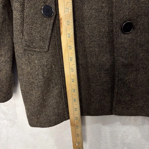 Wantdo Wool Blend Pea Coat Jacket Trench Coat Men L Herringbone Tweed Brown NEW image 17