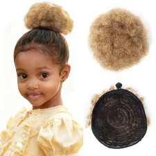 27 Light Blonde 6in Silky Afro Puff Ponytail 100 Human Hair Clip-In Extension