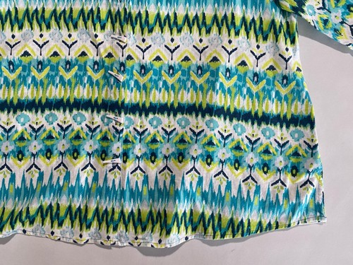 NEW Plus Size 1X Ali Miles Printed Linen Button Front Shirt 3/4 Cuffed Sleeve - Picture 5 of 13