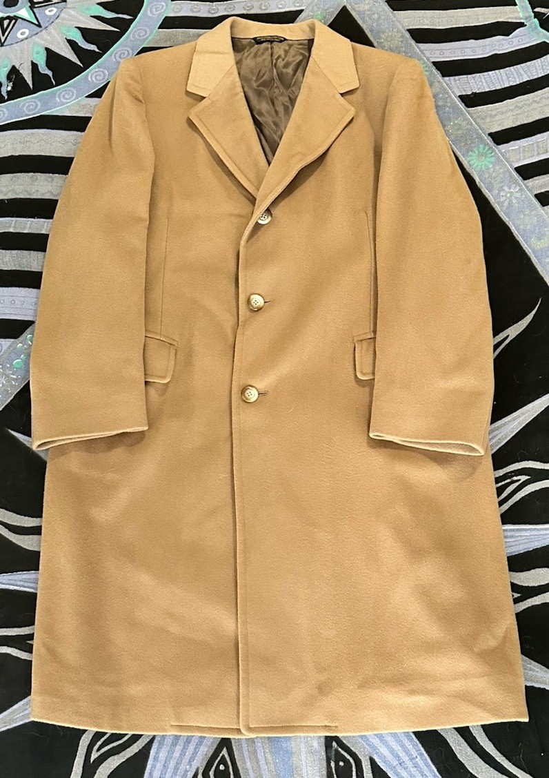 VTG Anderson Little Mens Size 44 Camel Wool Blend Heavy Notch Lapel Overcoat