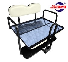 Rear Flip Seat Kit For Yamaha Golf Cart Drive2 Model White With Grab Bar