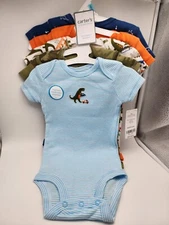 Carter's Sz 6 mo. Little Baby Basics 5-Pack Short Sleeve Bodysuits Baby Boys New