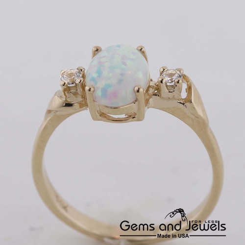 Women’s Gold Opal Ring - Exclusive Twist Style - October Birthstone - Picture 3 of 4