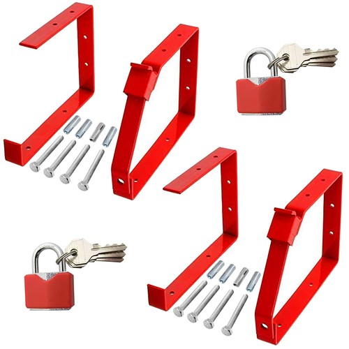 Ladder Brackets Locking UNIVERSAL Lockable Wall Rack Ladders 2 Pairs