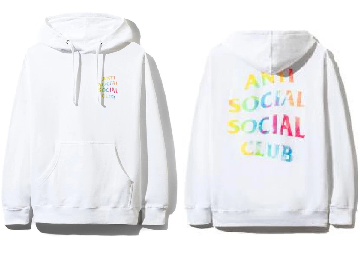 DS Anti Social Social Club ASSC Regenbogen Logo thailändisch gefärbt weiß  Hoodie in der Hand Bape | eBay