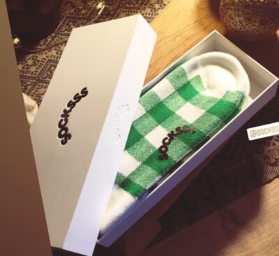 Socksss Thick Calf Socks, Green Tartan, Size S/M, New/Sold out!