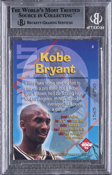 KOBE BRYANT 1996 Collector's Edge Radical Recruits Holofoil #1565