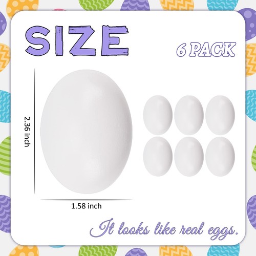 6Pcs Wooden Fake Nest Eggs Easter Eggs for Crafts Home Decor Pating Get - Picture 6 of 7
