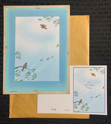 GET WELL WISH Two Birds in the Wind 7.5x10'' Greeting Card Art #C1617 w/ 2 Cards