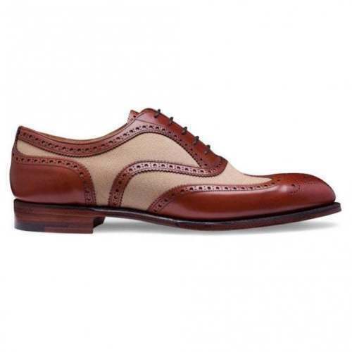 Men Handmade Shoes Two Tone Tan Leather 