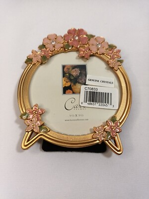 Beautiful Carr Frames Picture Frame 3 1/2'' Diameter Bijou Gold Genuine Crystals
