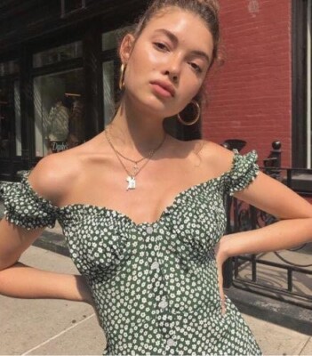 WITH JEAN Green 'Isabelle' White Floral Print Dress | eBay WITH JEAN Green 'Isabelle' White Floral Print Dress | eBay