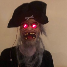 Soft Latex Halloween Mask, Scary Pirate, Light-up Eyes, Cosplay Costuming NWT