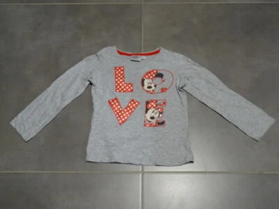 Joli T-shirt gris et rouge Minnie Mouse imprimé LOVE - 6 ans - DISNEY - Photo 1/3