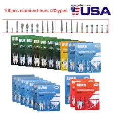 100pcs fresas dentales de diamante para taladro de alta velocidad pieza de mano