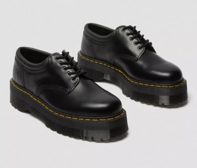 Dr.Martens Z87112 Unisex Black Leather Platform Casual Lace-Up