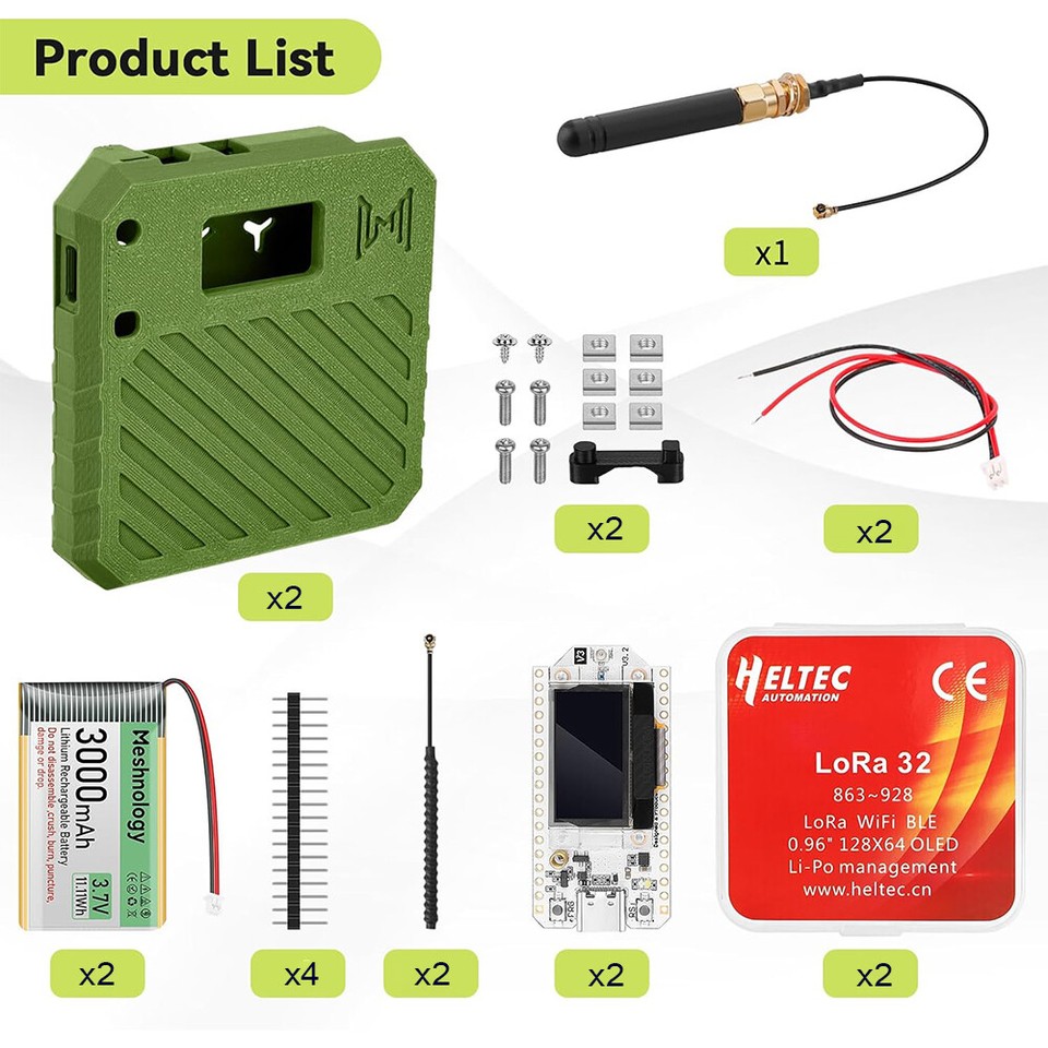 2-sets-915mhz-lora-v3-esp32-oled-board-antenna-battery-case-for