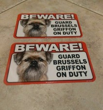 BEWARE Guard Dog on Duty Sign - Brussels Griffon Plastic Sign Lot of 2