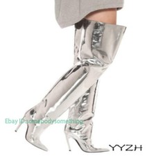 Womens Patent Leather Over Knee Thigh High Boots Shiny Shoes Stiletto High Heels