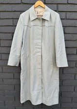 HTF RARE VTG 70s LONDON FOG Houndstooth Maincoat Wms Lined Long Trench Coat Blue