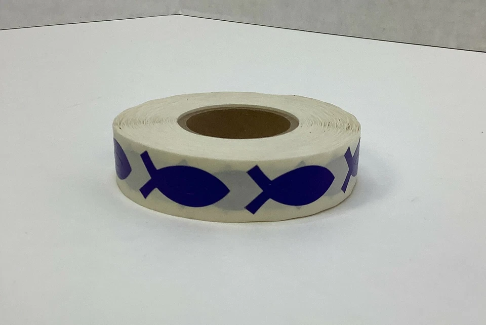 Rollo de 1000 pegatinas de peces Jesús, NO perforadas Foto 2 de 2