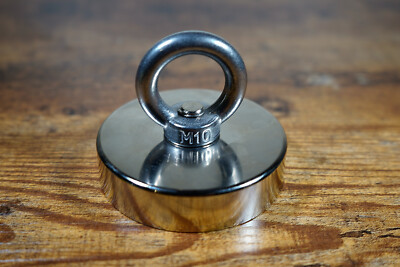 500lb Magnet Fishing Mounting Magnet Pull Force N52 Neodymium w/ Eye Nut Hook