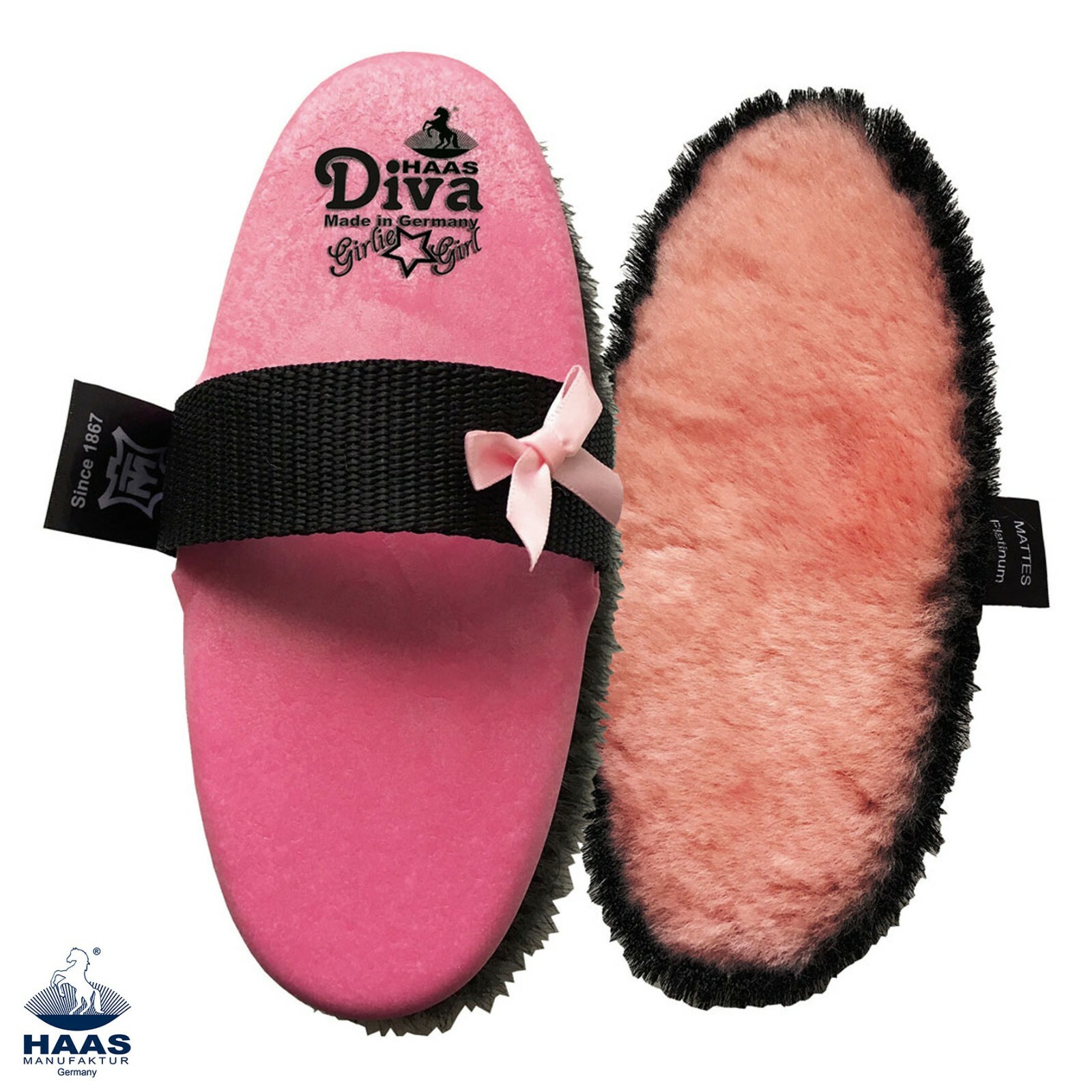 Haas Diva Girlie Girl Brush   Lambskin surrounded by horse hair   Glossy Finish