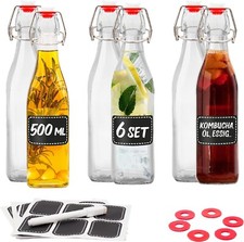 6 Glasflaschen Bügelverschluss 0,5l Eckig Flaschen Bügel Falsche Likör 500ml Set