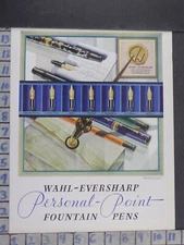 1929 WAHL EVERSHARP FOUNTAIN PEN WRITE BARREL HAL JOHNSON DESK VINTAGE AD DK67