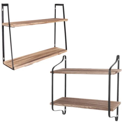 2 Ablagen Wandboard Holz Wandregal Hängeregal Aufbewahrung Wand Schweberegal Bra - Bild 1 von 4
