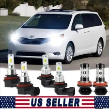For Toyota Sienna 2011-2020 LED Headlight 6000K High Low Beam + Fog Lights Bulbs