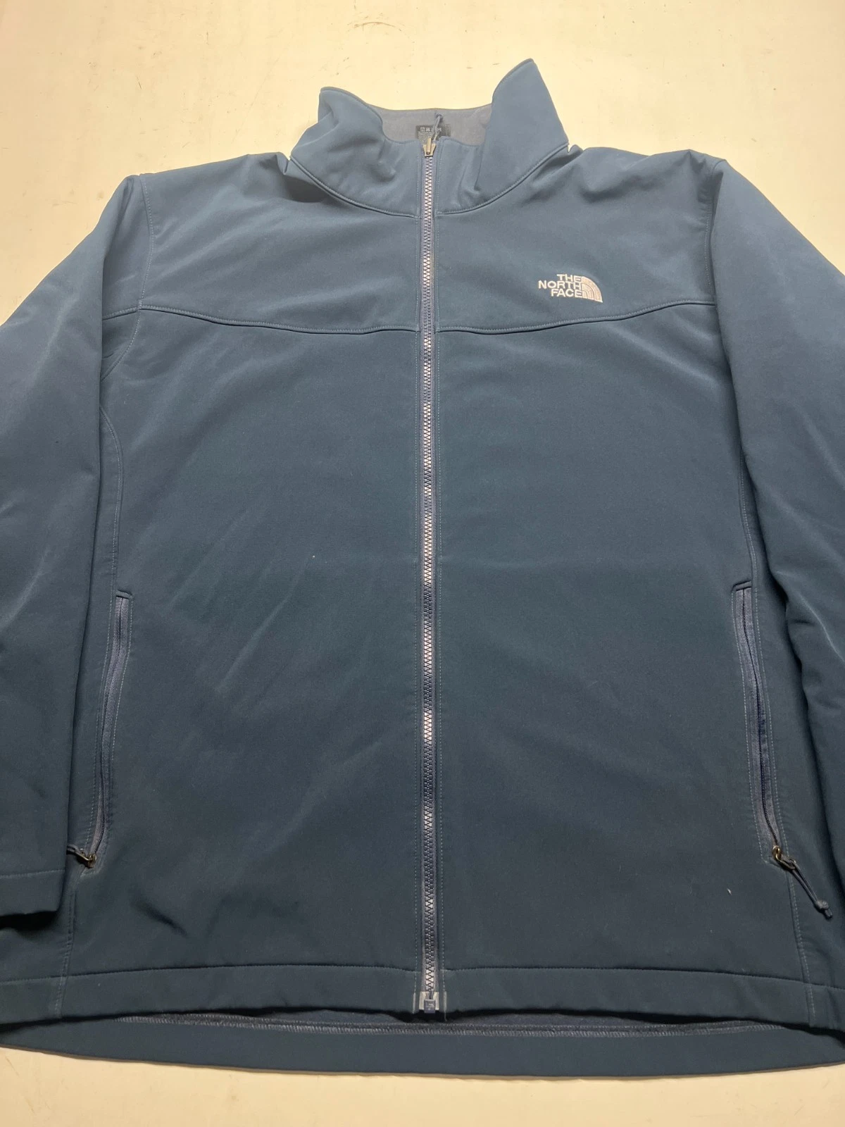 The North Face Softshell Windwall Jacket Blue Zip Fleece Lined Mens Sz 27x30.5