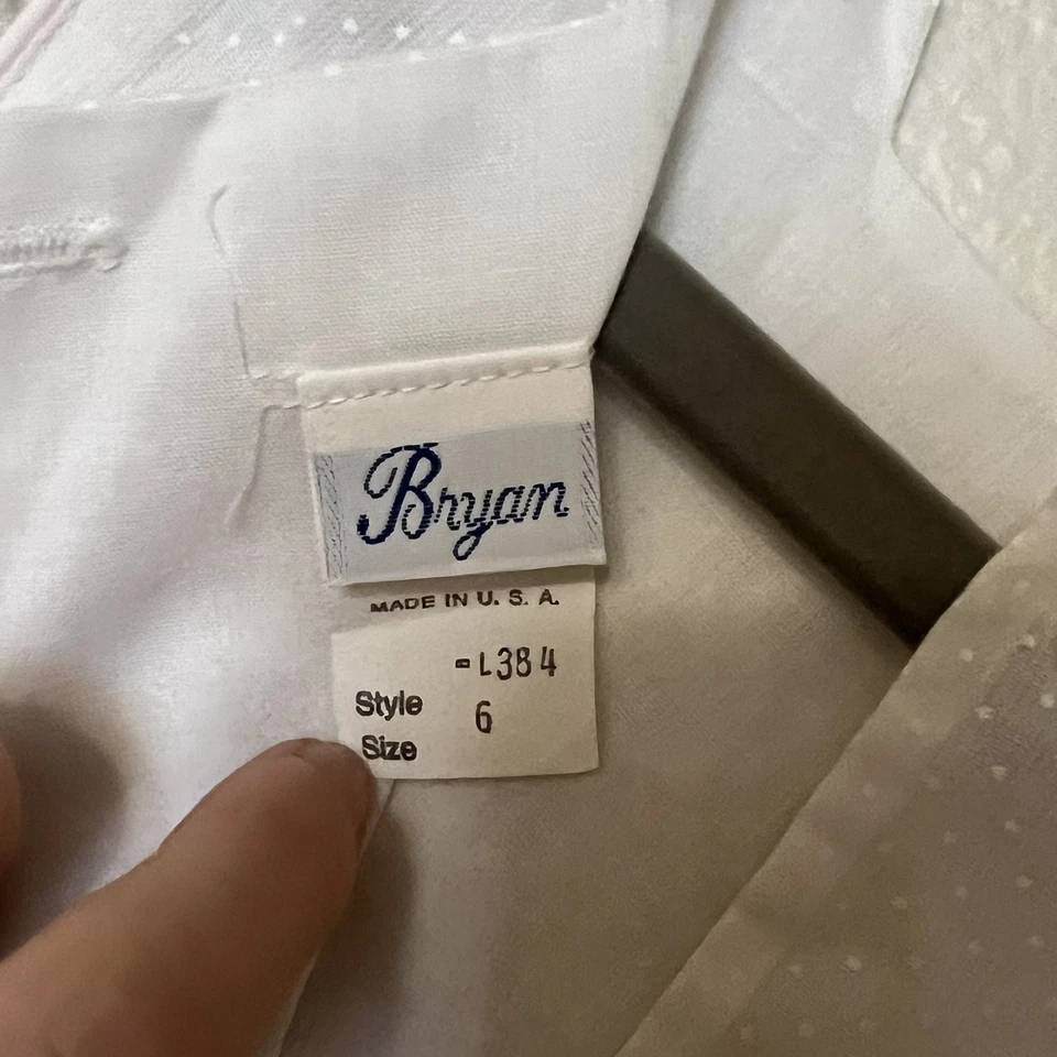 Vintage Bryan Girls Dress whit and pink Color Bow Ruffle Lace size 6 Made USA - Image 4 of 4