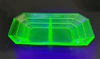 Vintage 1930s Jeanette Green Uranium Vaseline Divided Rectangle Tray - chips