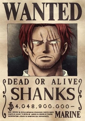 One Piece Shanks Navy Wanted Poster A3 Official Paper Collectible