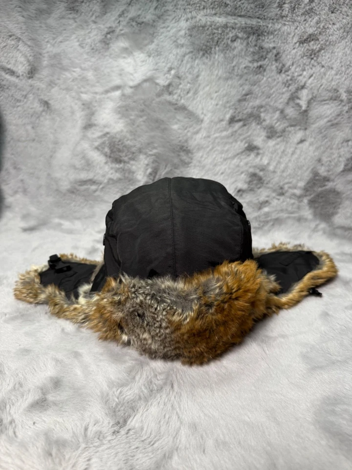 Woolrich Hat Cap Large Trapper Black Faux Fur Nylon Outdoor Ear Flaps - Image 2 of 4