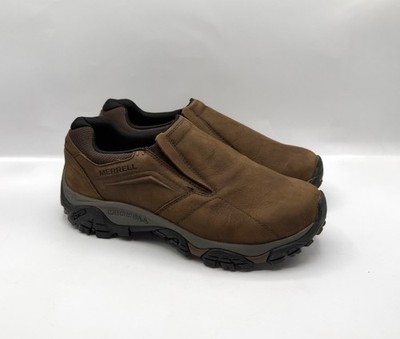 Merrell Moab Adventure Moc Men 9.5 USA Brown Black Slip On Comfort Clog J91837