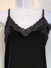 Black Velvet Lace Trim Tank Top Size Medium Y2K Witchy Grunge Whimsigoth